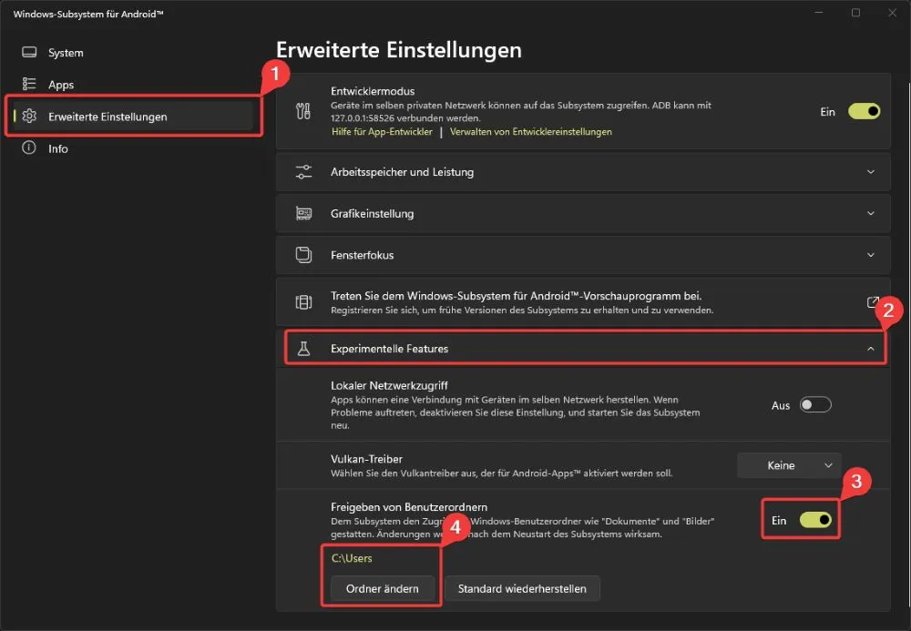 WSA settings files